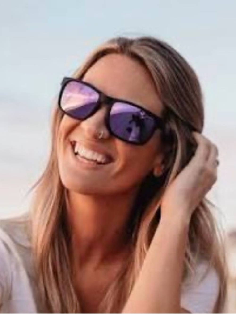 Blenders Isalnd Run Mirrored Purple Lens Black Frame Women's Sunglasses